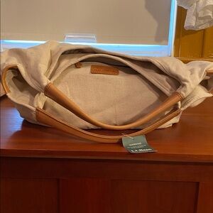L.l.bean Signature Cream and Tan Women's Hobo Weekender Bag